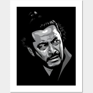 Toshiro Mifune greyscale Posters and Art